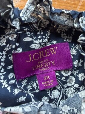 J. Crew Navy and White Floral Liberty Fabric Top